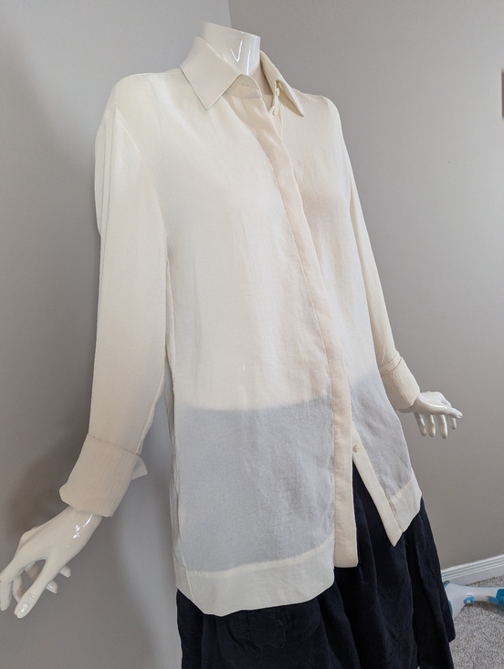 COS Cream Blouse Minimalist Button Up Shirt Oversized Chic Top Small - Picture 3 of 9